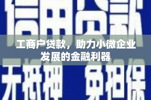 胶州工商户贷款，助力小微企业发展的金融利器