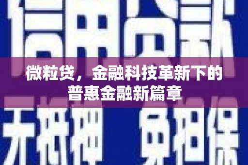 胶州微粒贷，金融科技革新下的普惠金融新篇章