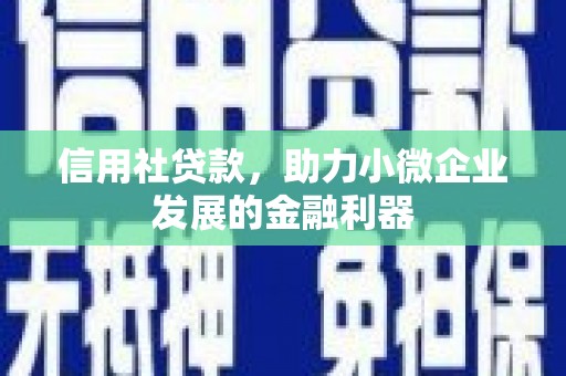 胶州信用社贷款，助力小微企业发展的金融利器