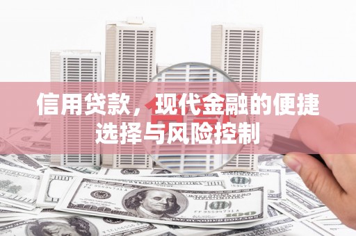 胶州信用贷款，现代金融的便捷选择与风险控制