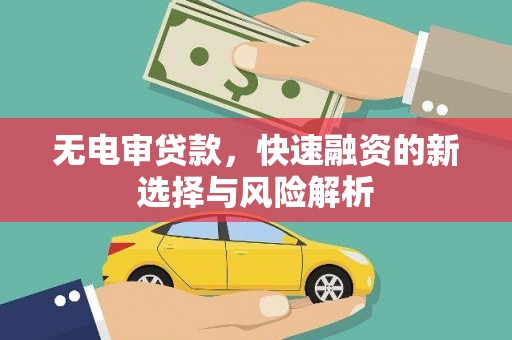 胶州无电审贷款，快速融资的新选择与风险解析