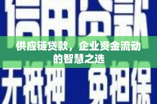 胶州供应链贷款，企业资金流动的智慧之选