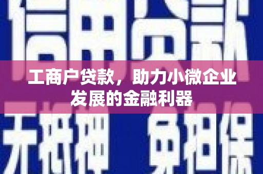 胶州工商户贷款，助力小微企业发展的金融利器