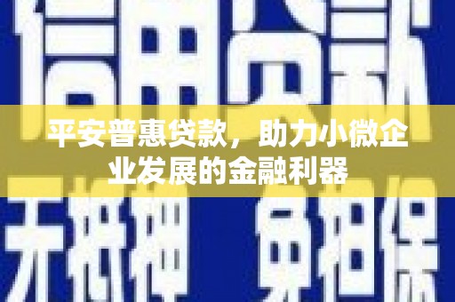 胶州平安普惠贷款，助力小微企业发展的金融利器