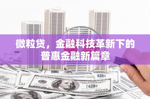 胶州微粒贷，金融科技革新下的普惠金融新篇章