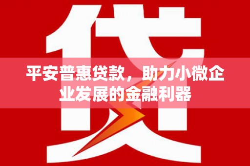 胶州平安普惠贷款，助力小微企业发展的金融利器